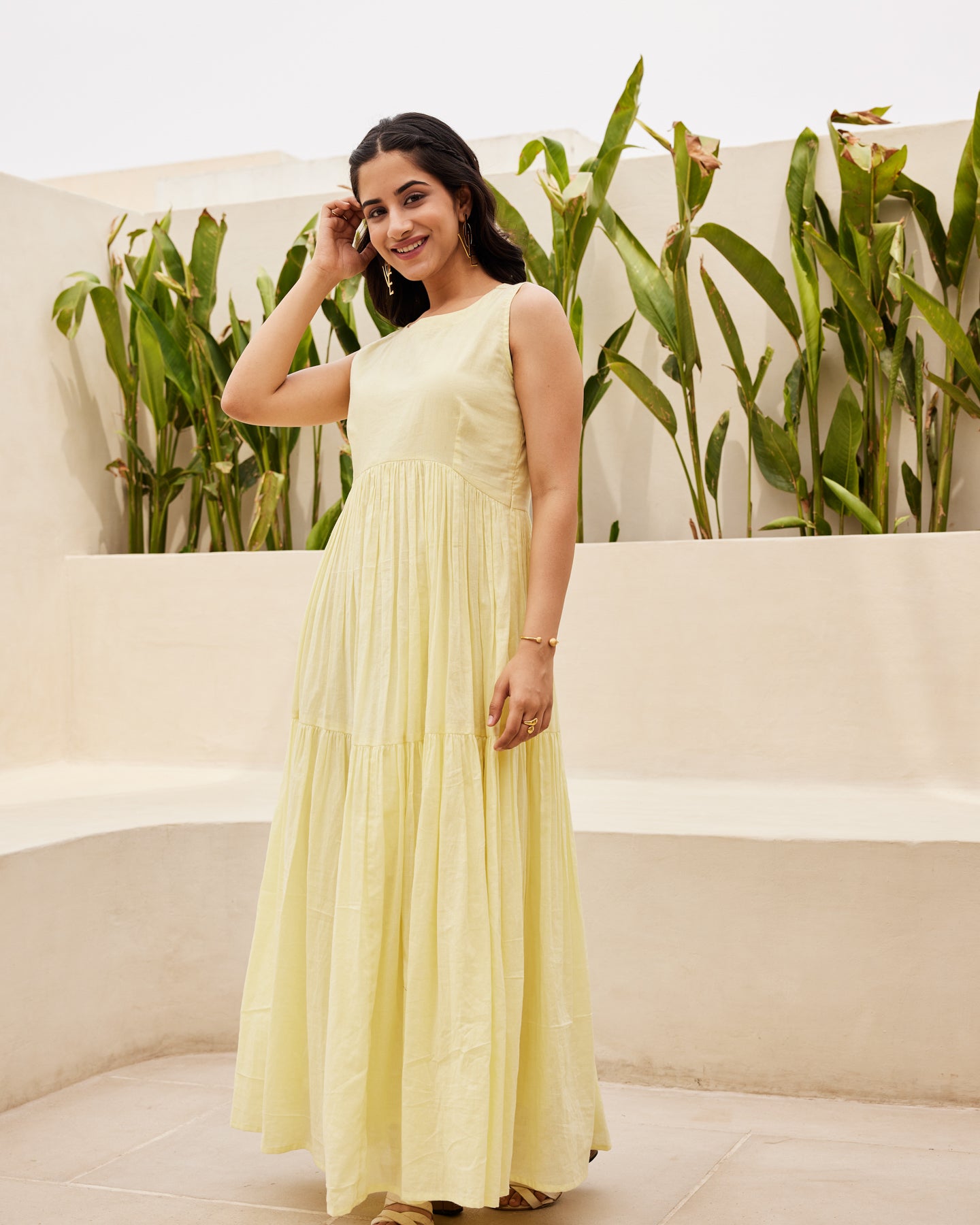 chinese dress ladies Buy Black Tiered Maxi Dress Online in India – Ambraee main image 1