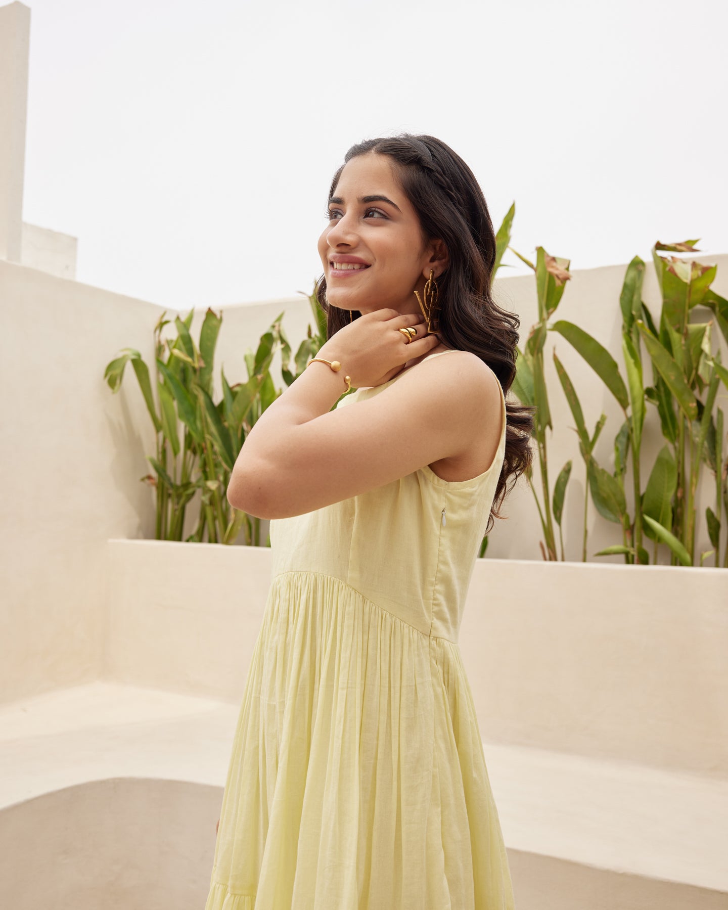 Buy Yellow Tiered Maxi Dress Online in India – Ambraee