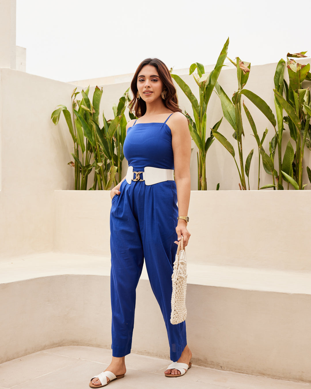 Essential Blue Cotton Jumpsuit