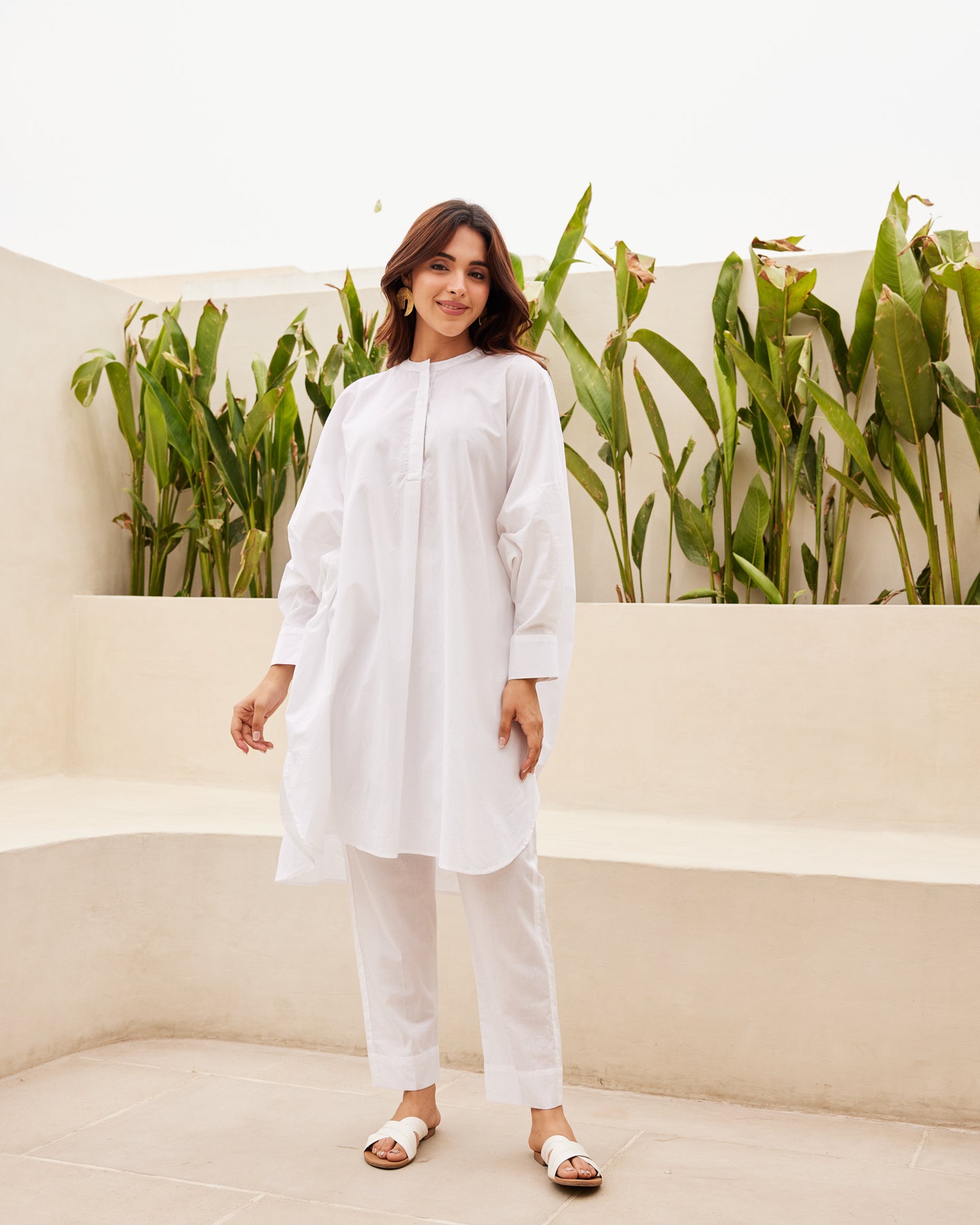 Urban White Cotton Kurta Set