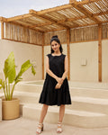 Black Solid Tiered Dress