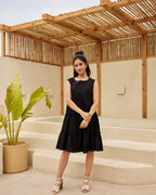 Black Solid Tiered Dress