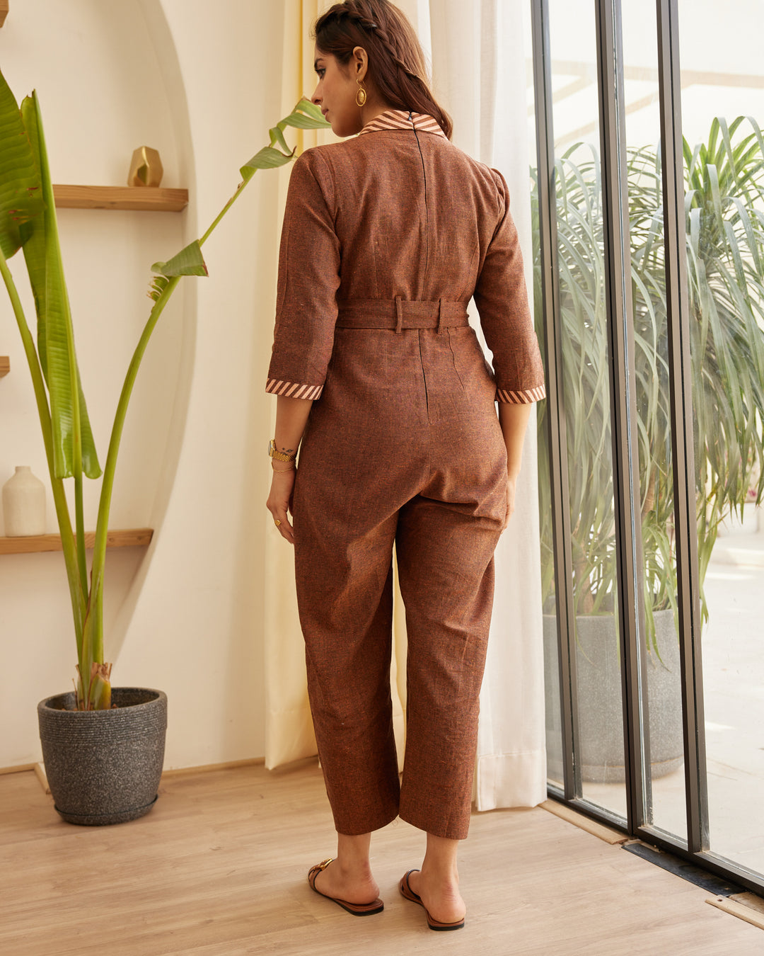 Earthy Brown Cotton Jumpsuit