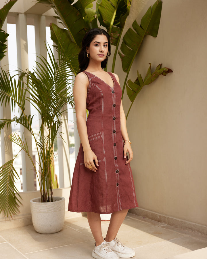 Essential Brown Linen Dress