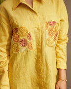 Yellow Embroidered Linen Shirt