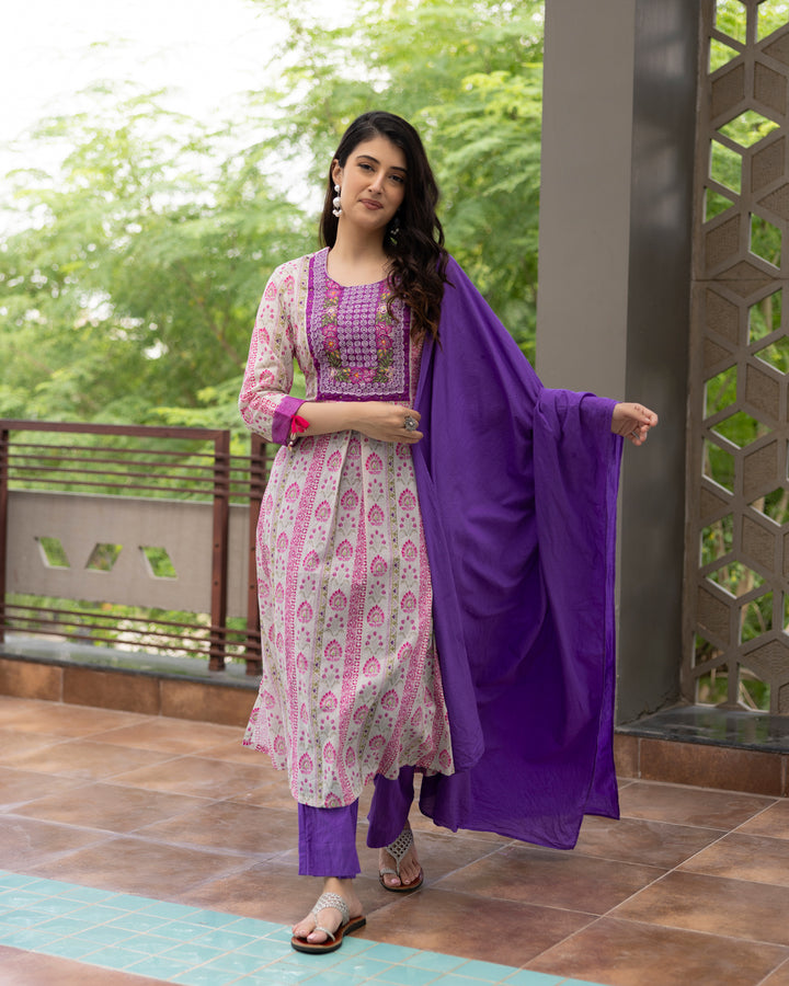 Purple Grace Mulmul Suit Set