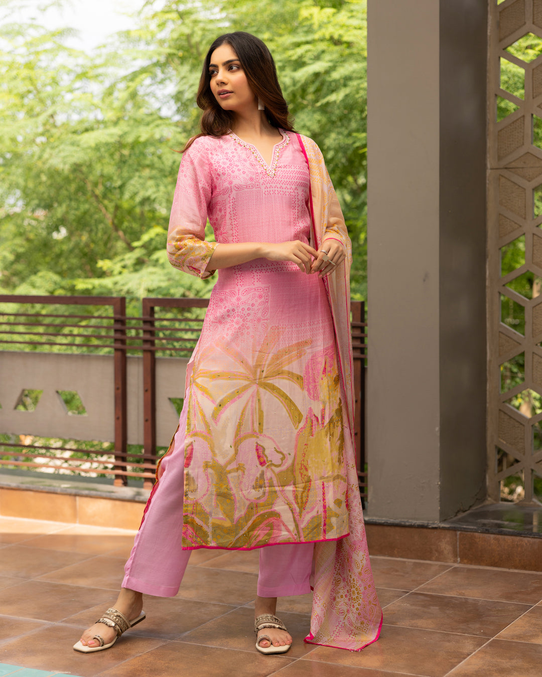 Rose Glow Cotton Silk Suit Set