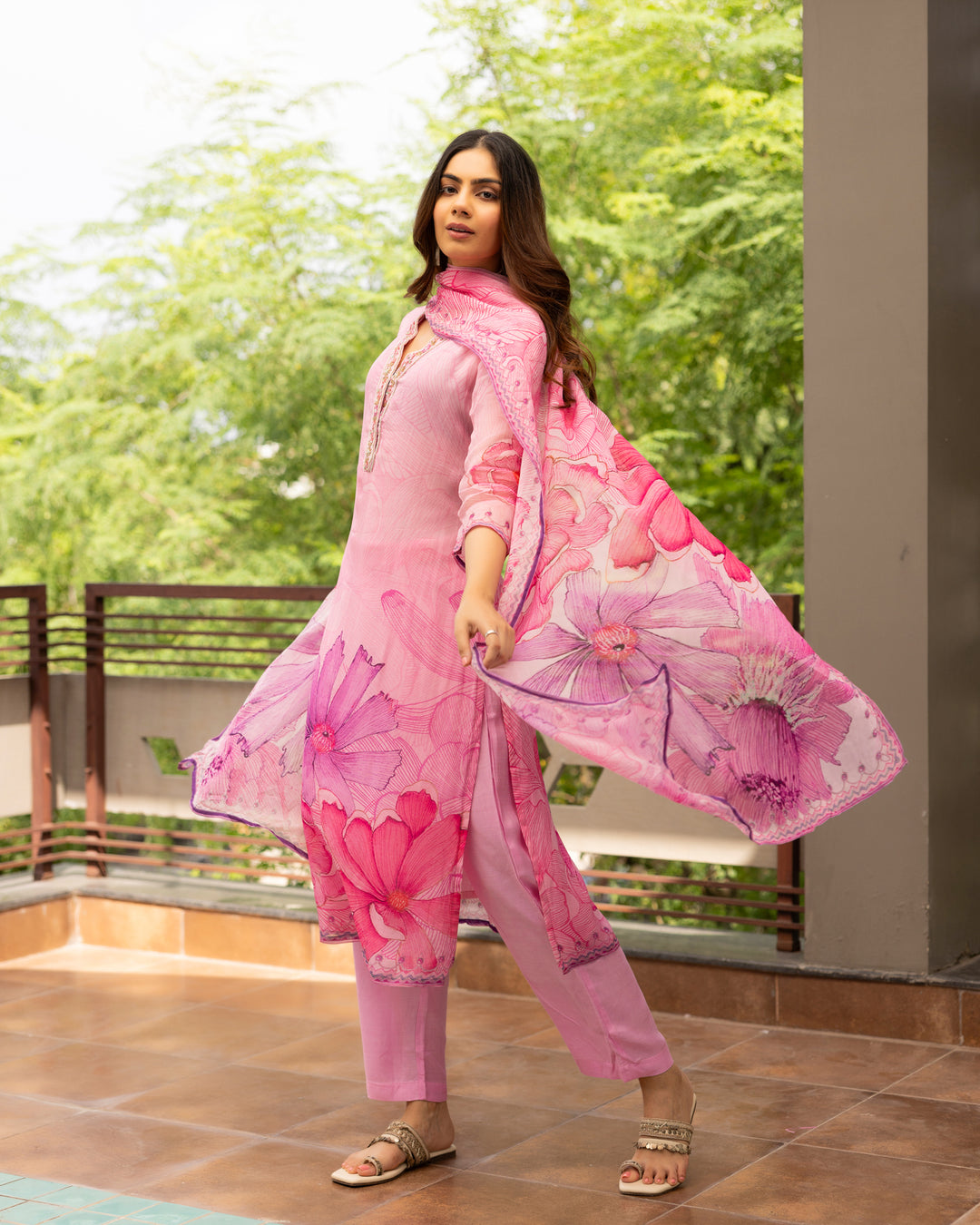 Rose Pink Floral Suit Set