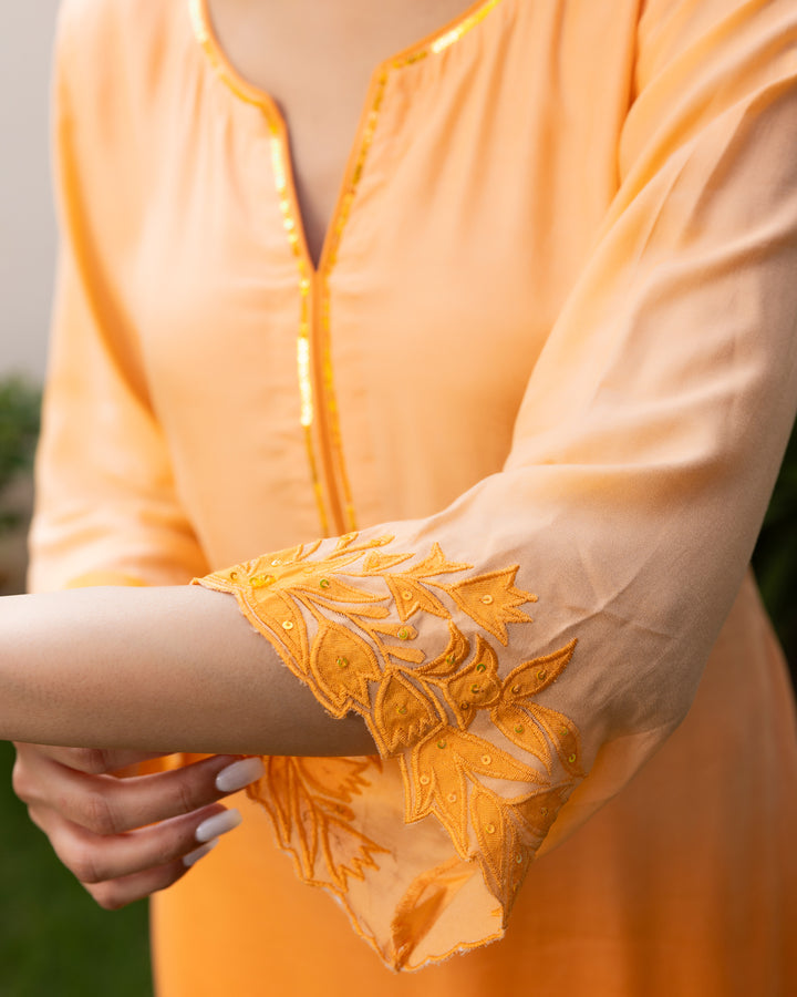 Radiant Orange Ombre Kurta Set