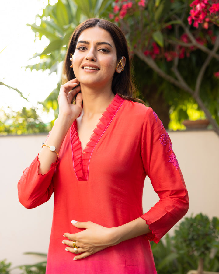 Rosy Twilight Ombre Kurta Set