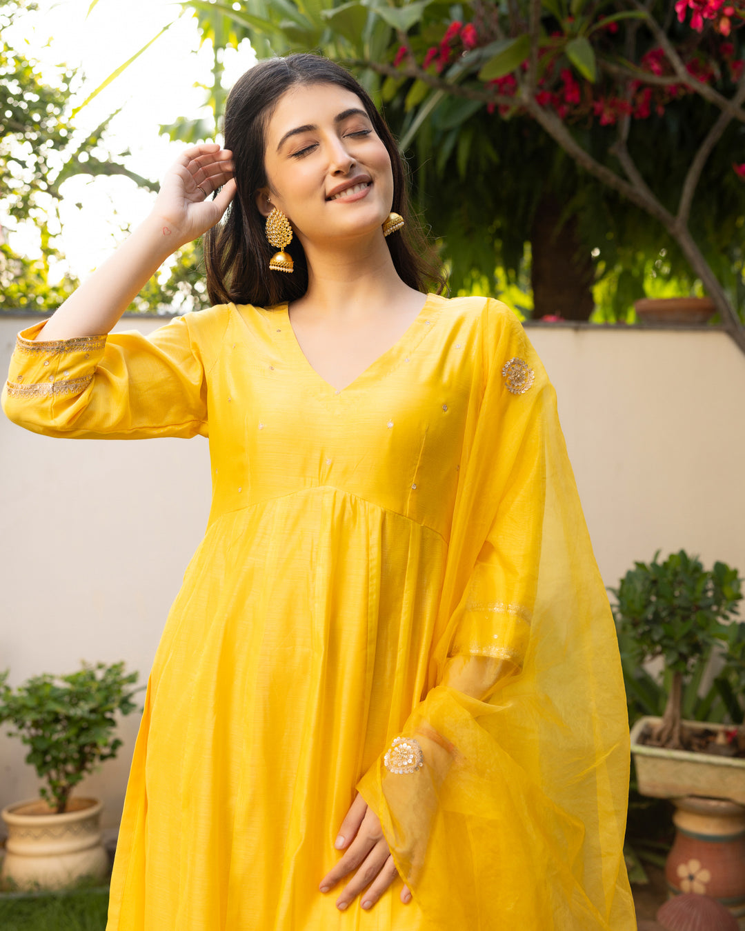 Sunflower Yellow Chanderi Suit Set