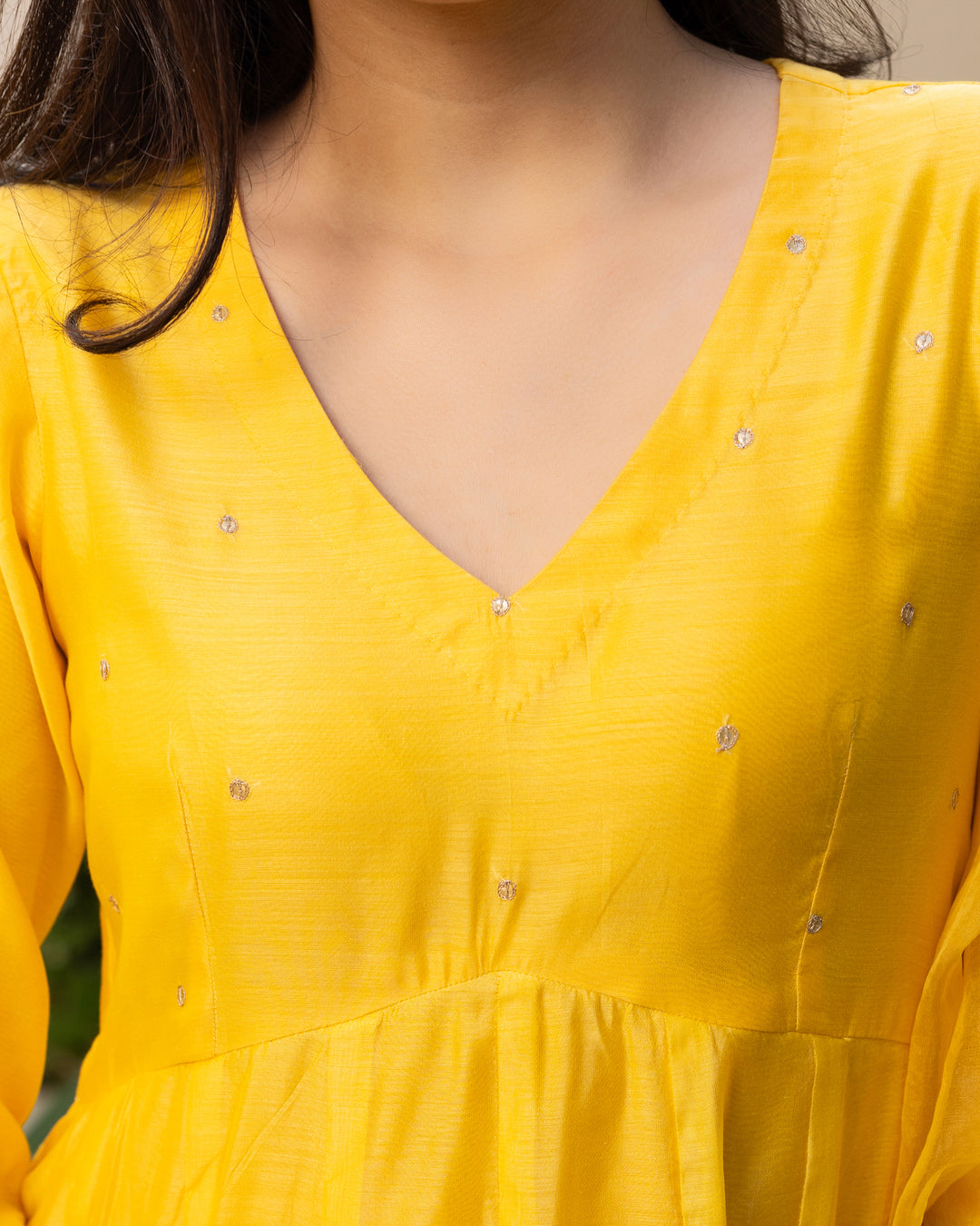 Sunflower Yellow Chanderi Suit Set