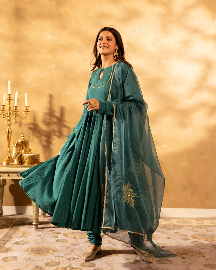 Dreamy Turquoise Kalidar Suit Set