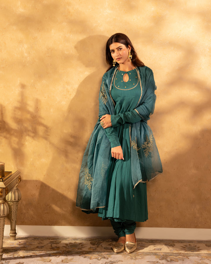 Dreamy Turquoise Kalidar Suit Set