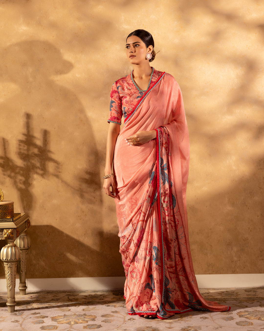 Peachy Botanical Saree