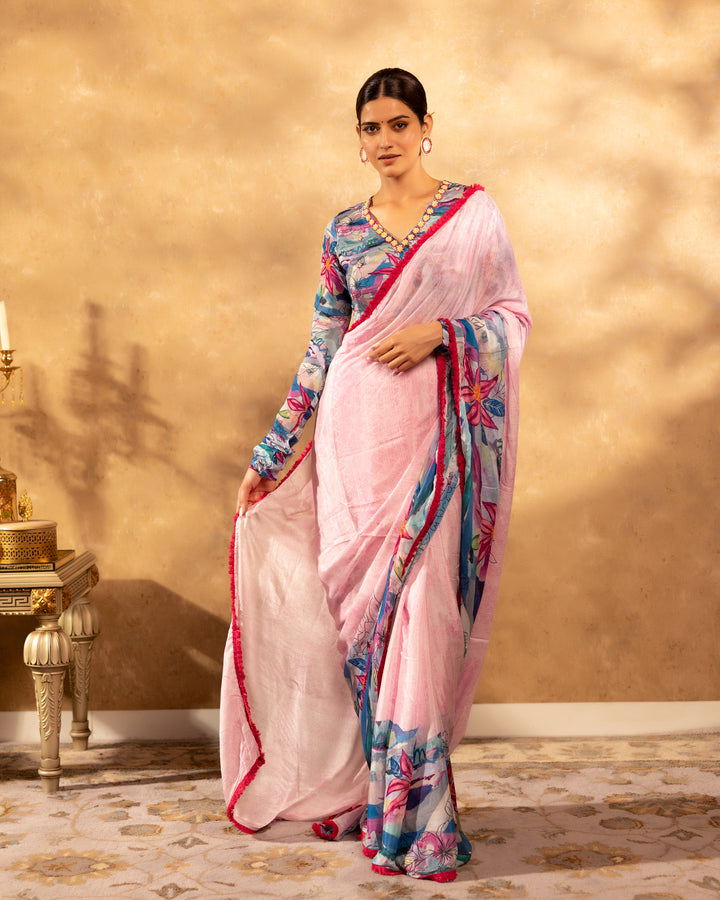 Serene Blush Chinnon Saree