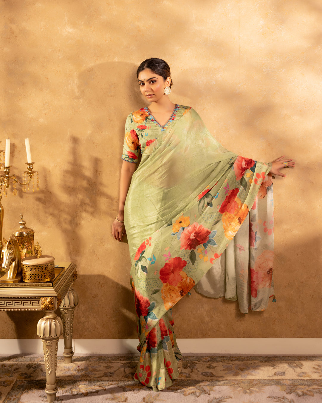 Floral Mint Saree