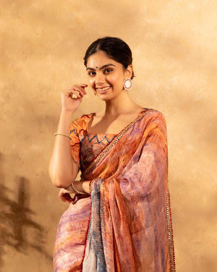 Multicolour Abstract Printed Saree