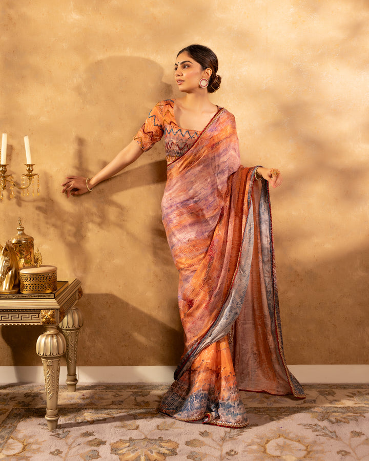 Multicolour Abstract Printed Saree