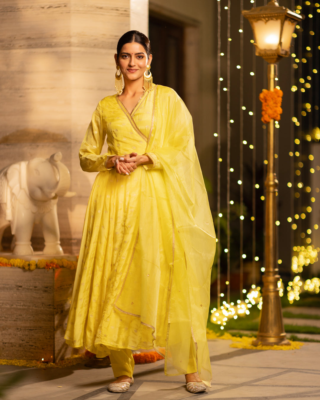 Yellow Glow Angrakha Suit Set