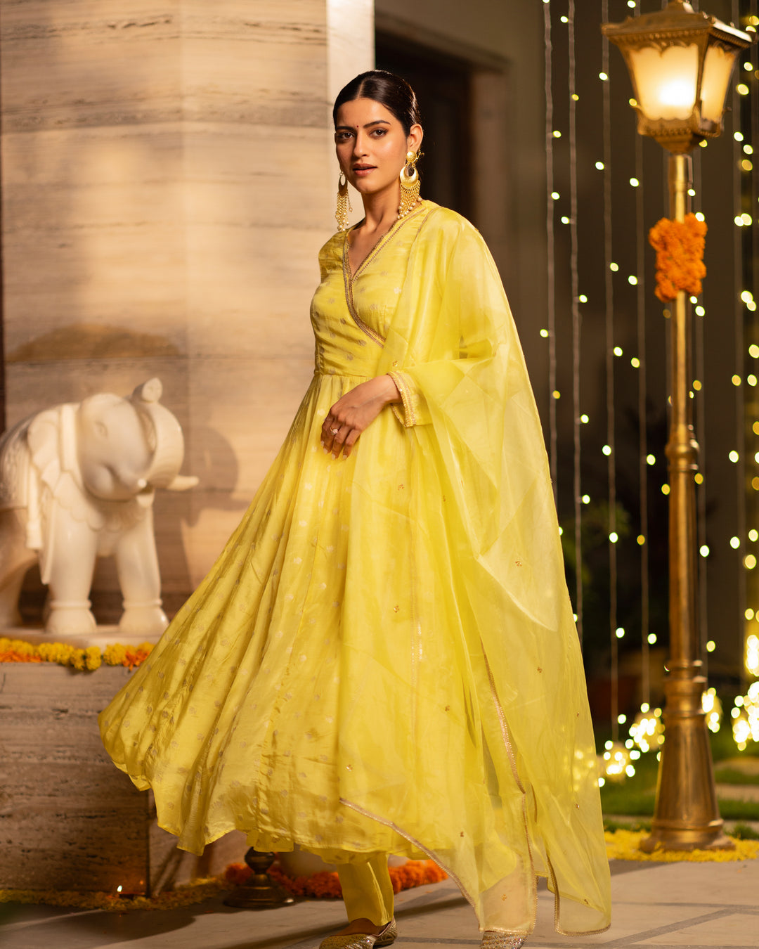 Yellow Glow Angrakha Suit Set