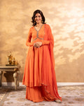 Shimmer Orange Sharara Suit Set
