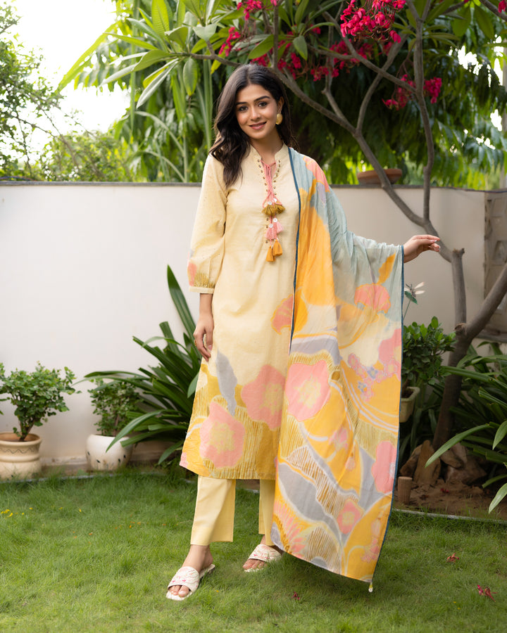 Yellow Delight Cotton Suit Set