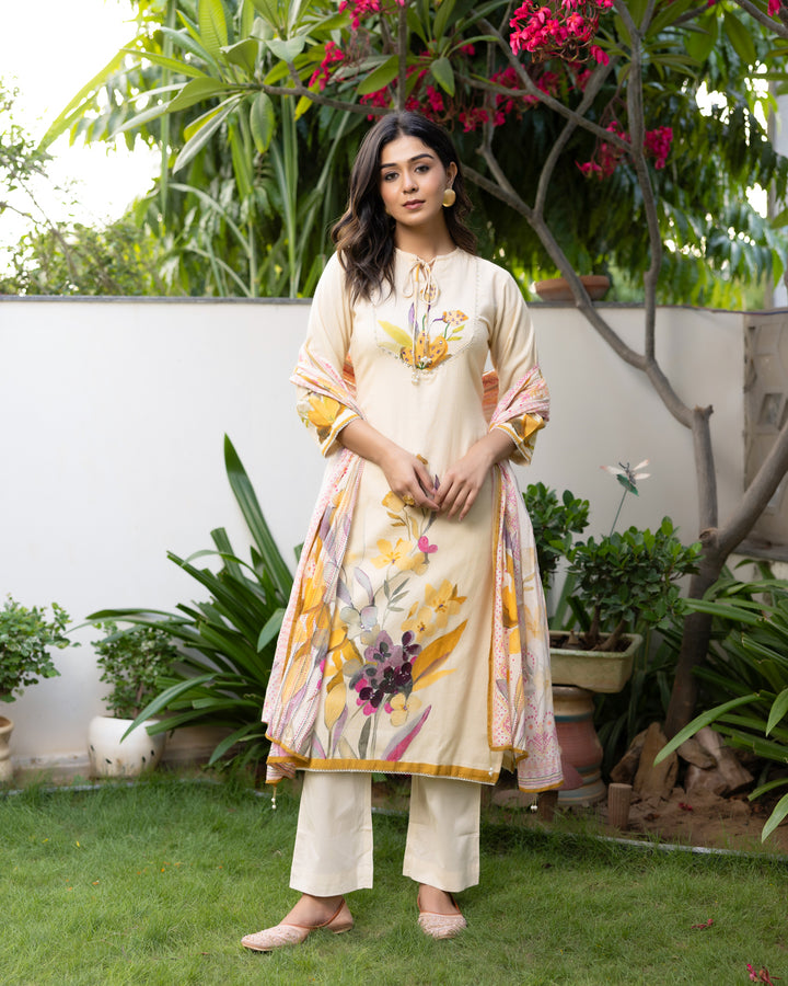 Printed Yellow Suit Set