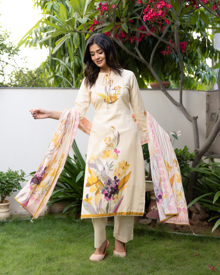 Printed Yellow Suit Set