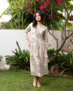 Geometric Printed Ivory A-line Dress