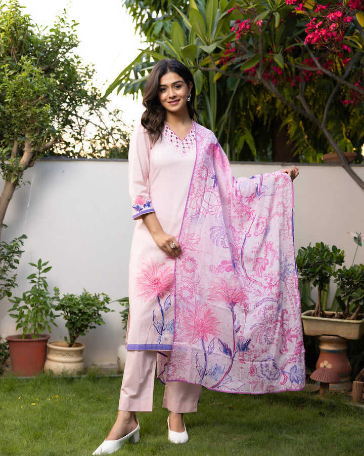 Rosy Charm Printed Suit Set