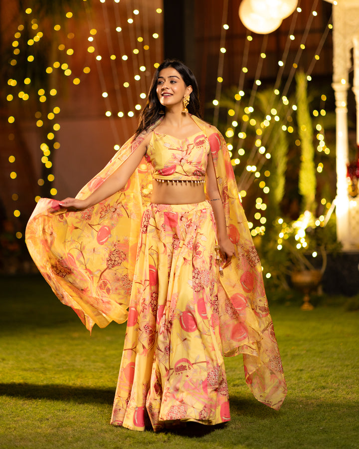 Sunny Yellow Floral Lehenga Set