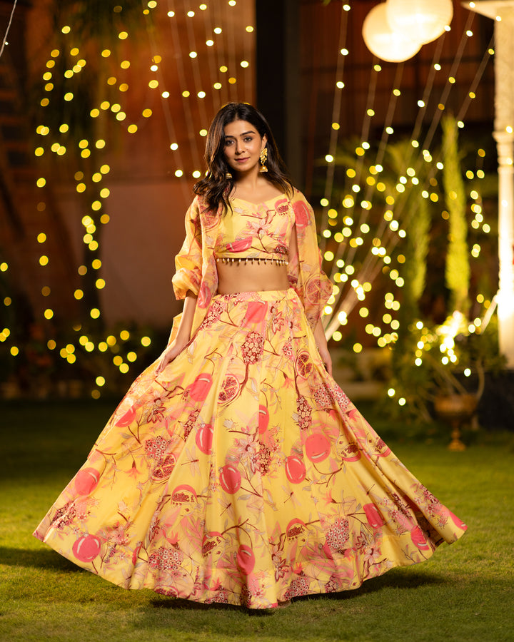 Sunny Yellow Floral Lehenga Set