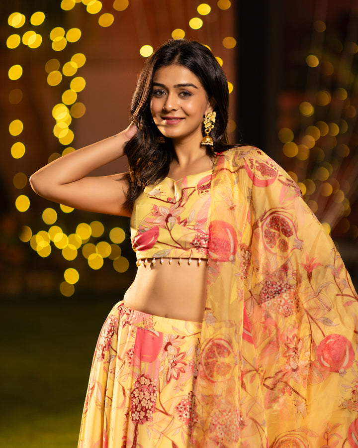 Sunny Yellow Floral Lehenga Set