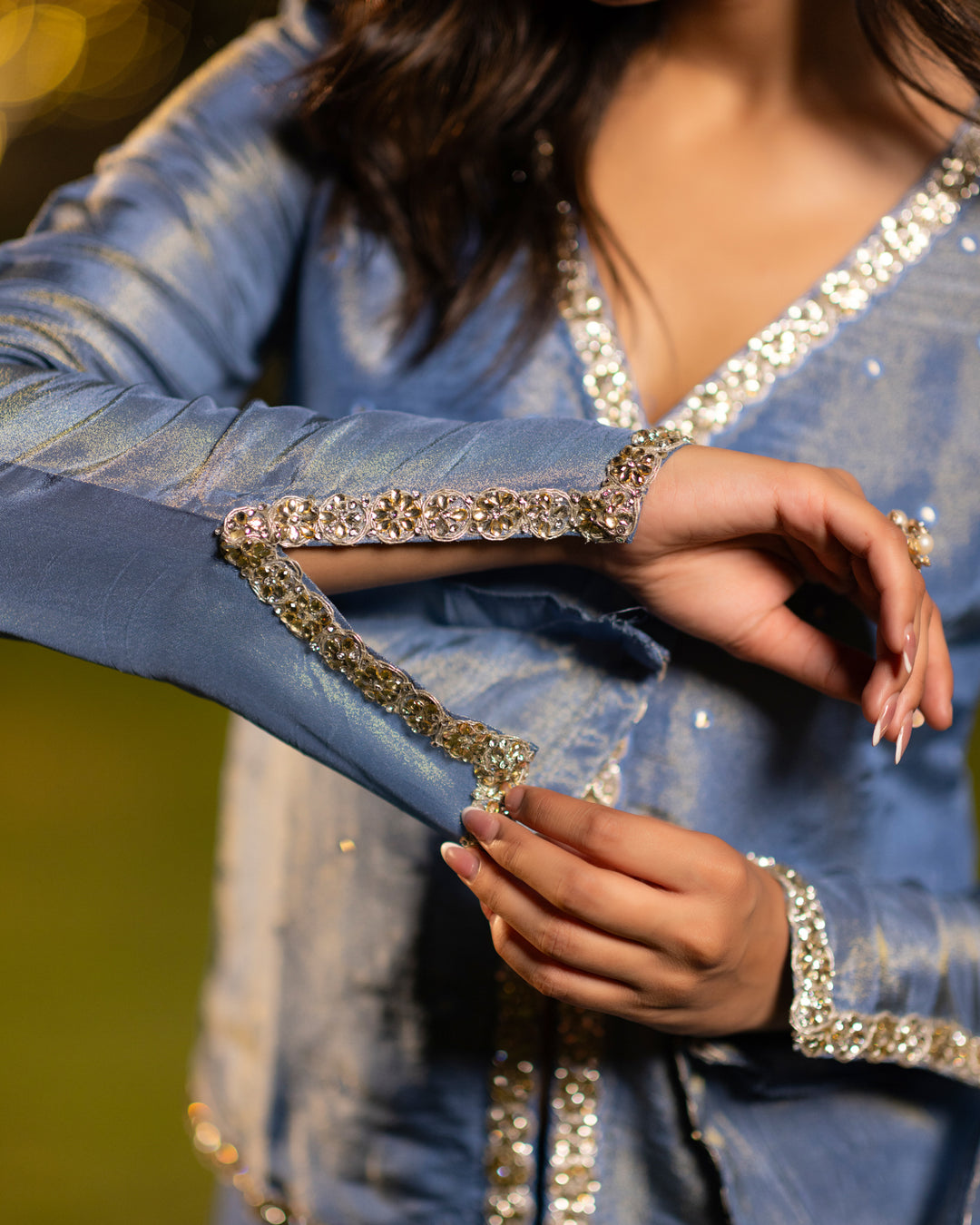 Royal Blue Embroidered Sharara Set