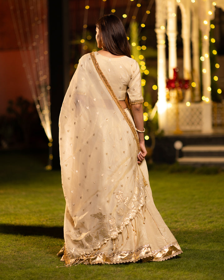 Ivory Gold Tissue Lehenga Set