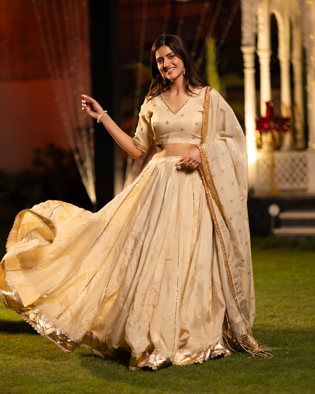 Ivory Gold Tissue Lehenga Set