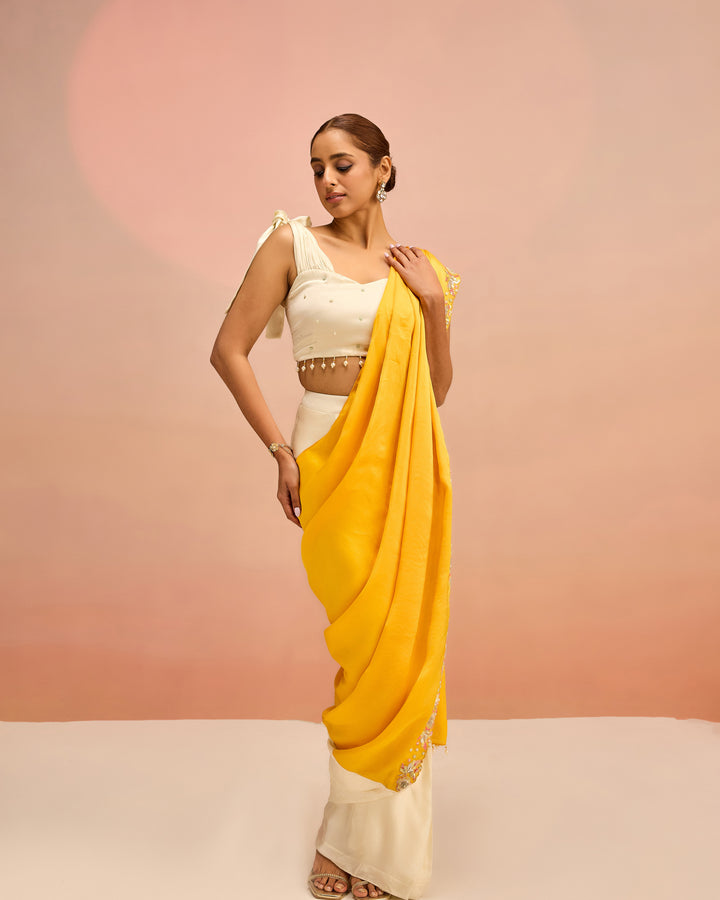 Yellow Mellow Drama Saree