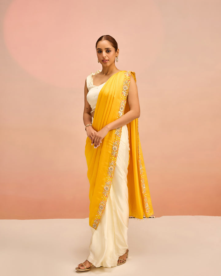 Yellow Mellow Drama Saree