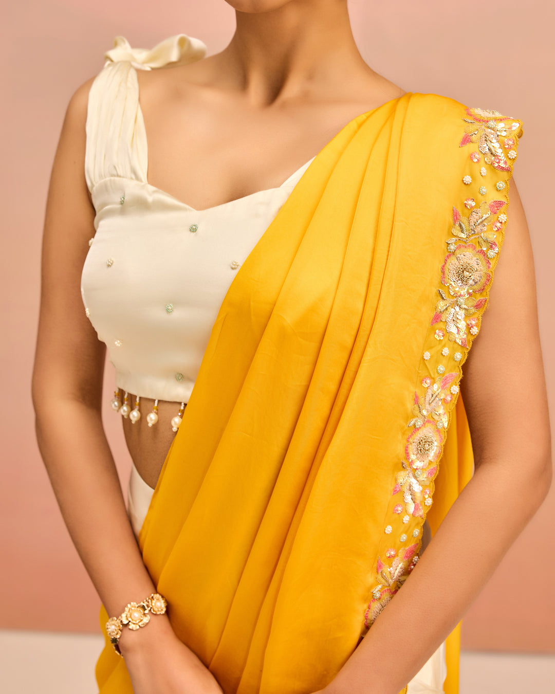 Yellow Mellow Drama Saree