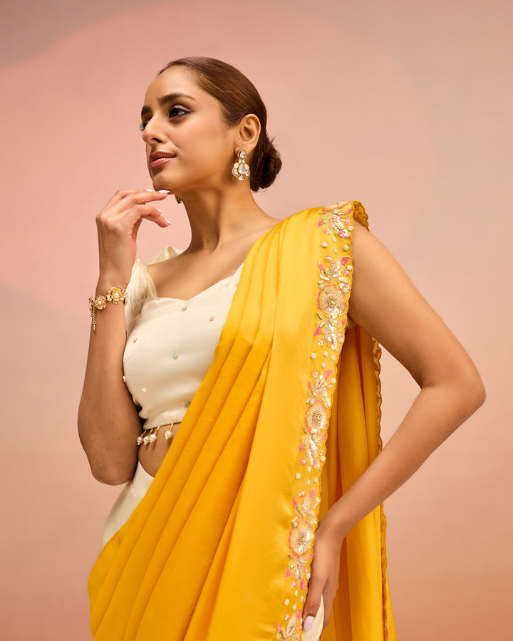 Yellow Mellow Drama Saree