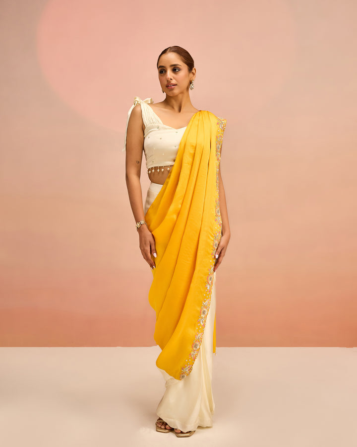 Yellow Mellow Drama Saree