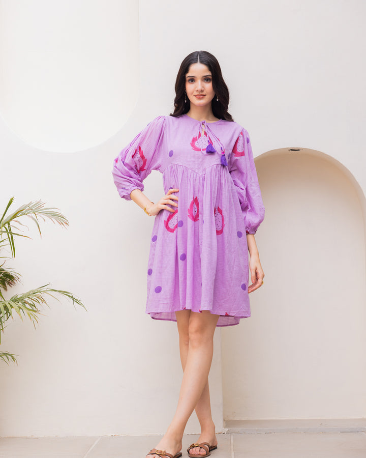 Purple Handpainted Short Dress