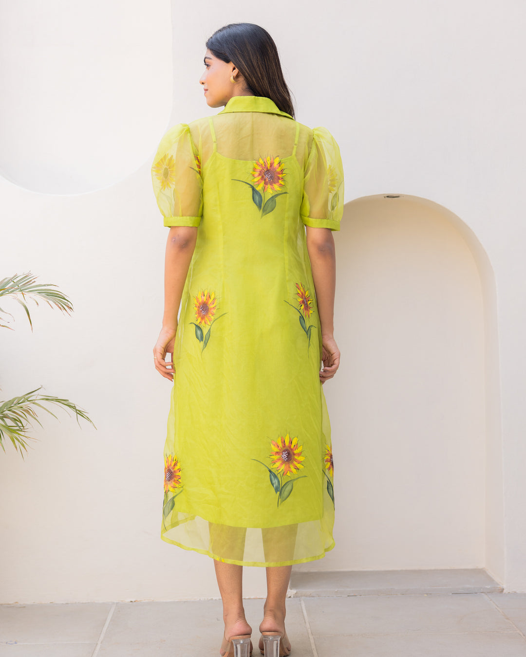 Lime Organza Shirt Dress