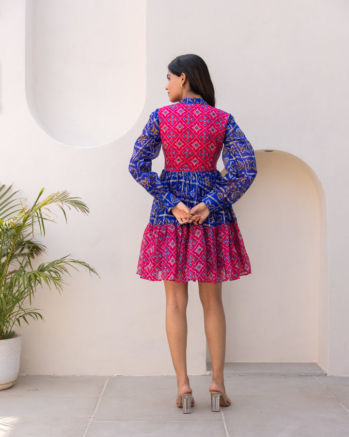 Two Tone Bandhani Dress