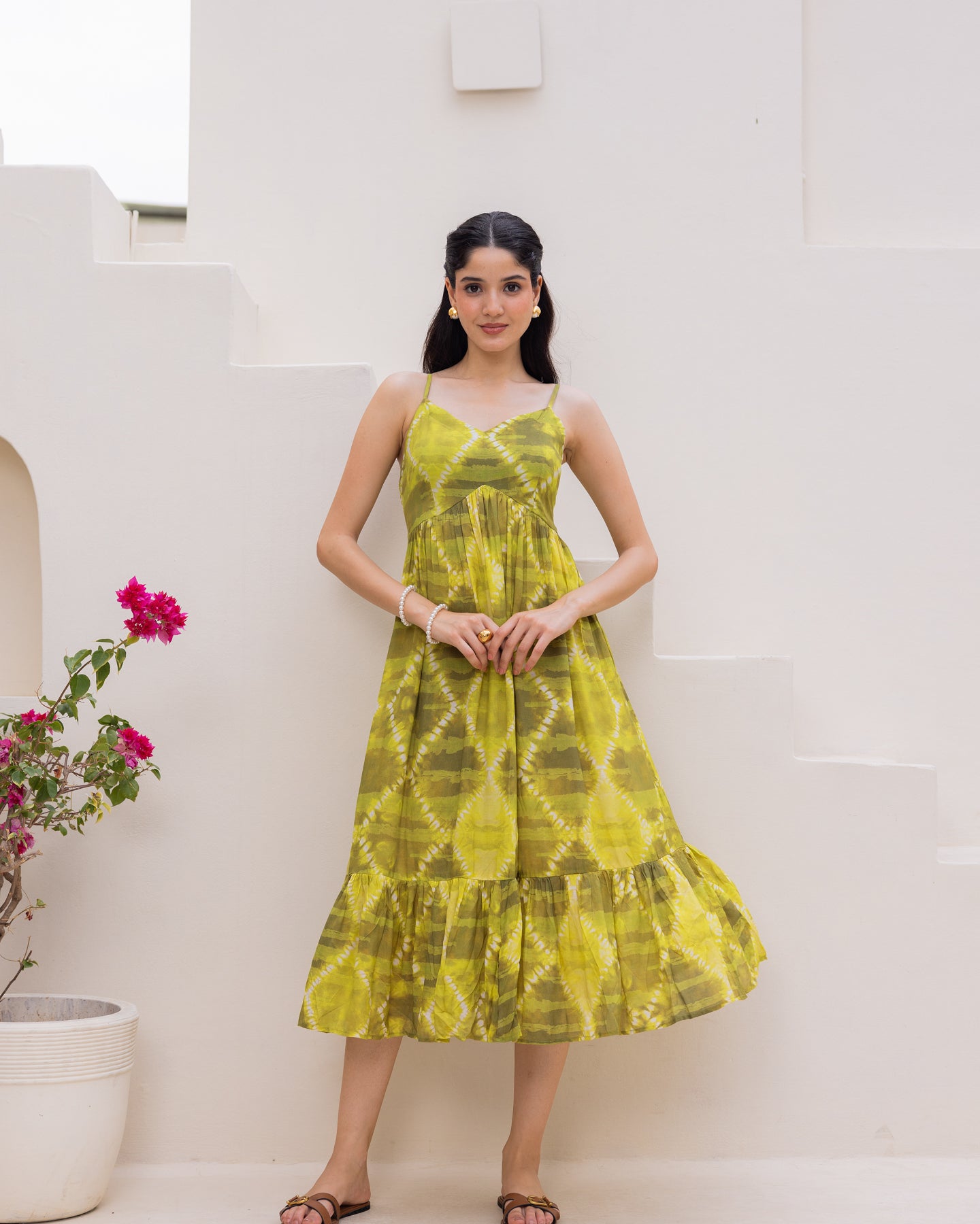 Green Tie Dye Tiered dress