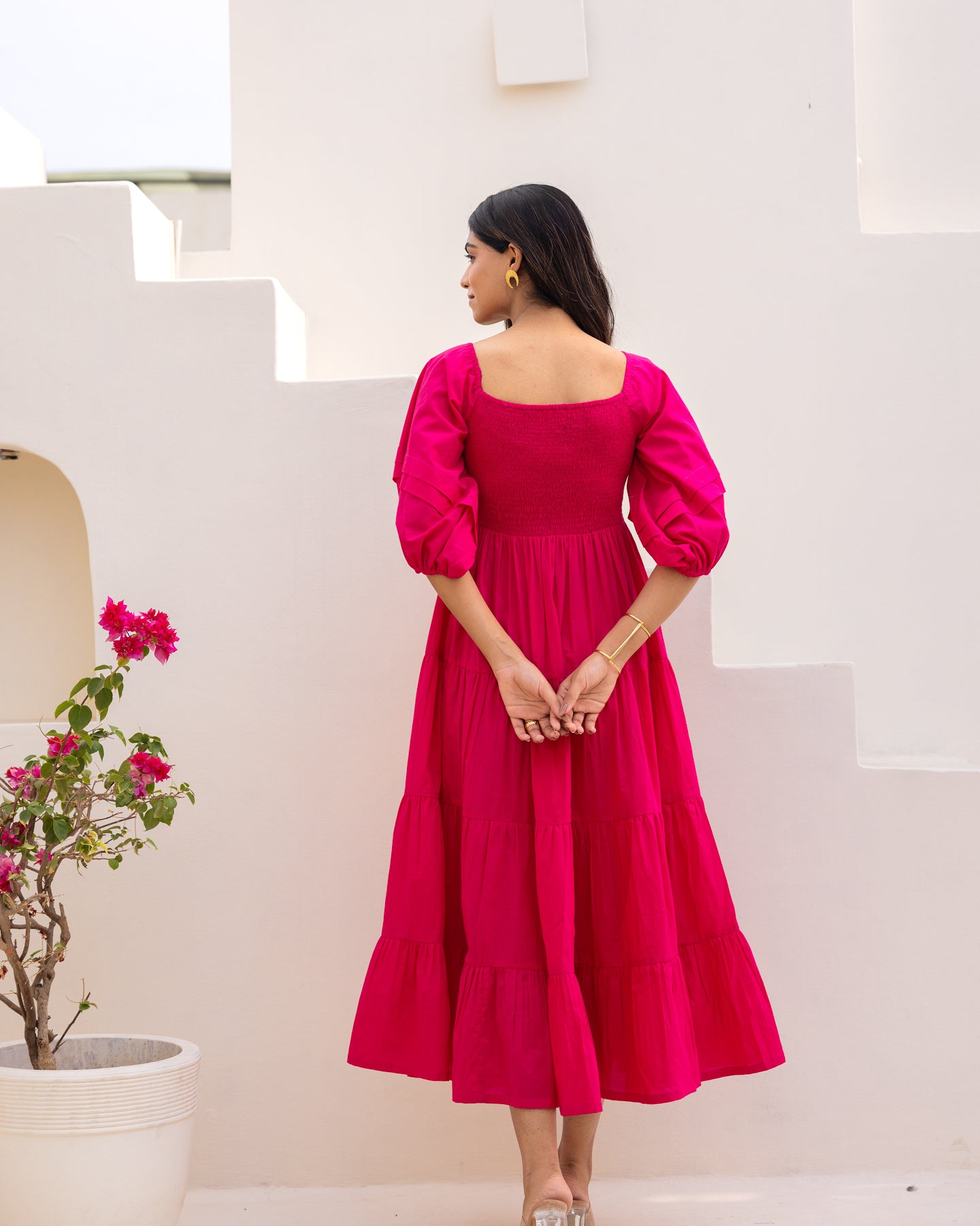 Hot Pink Tiered Dress