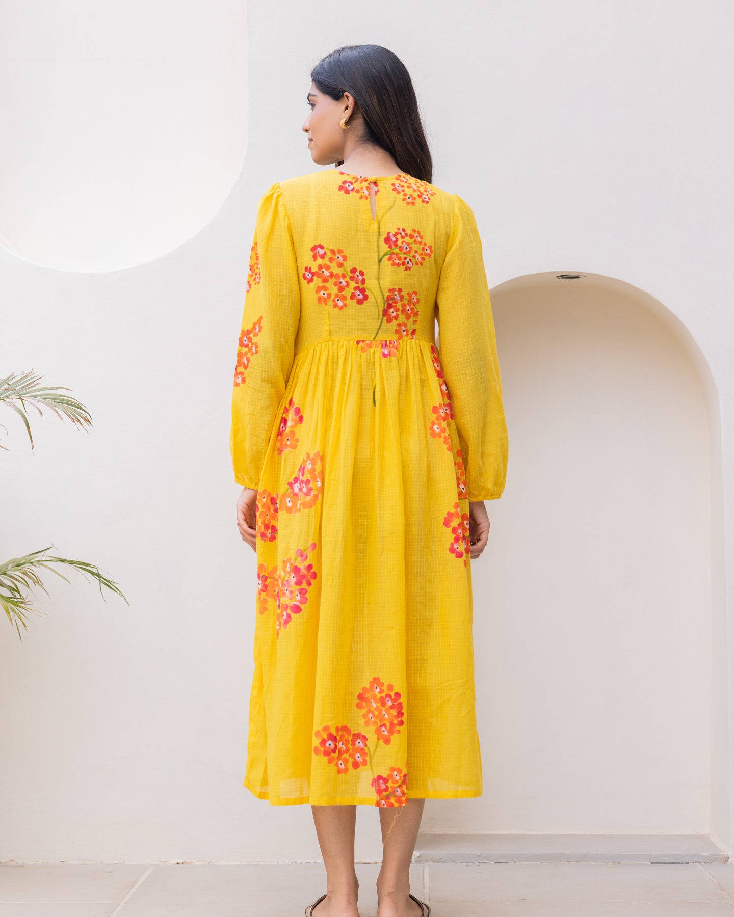 Mustard Floral Kota Dress