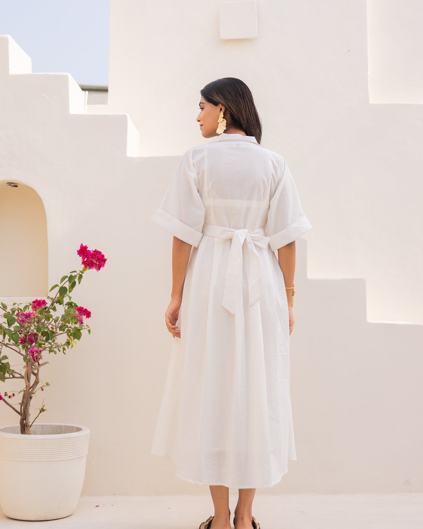 Off-white Maxi Shirt Dress