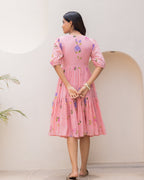 Pink Floral Kota Dress